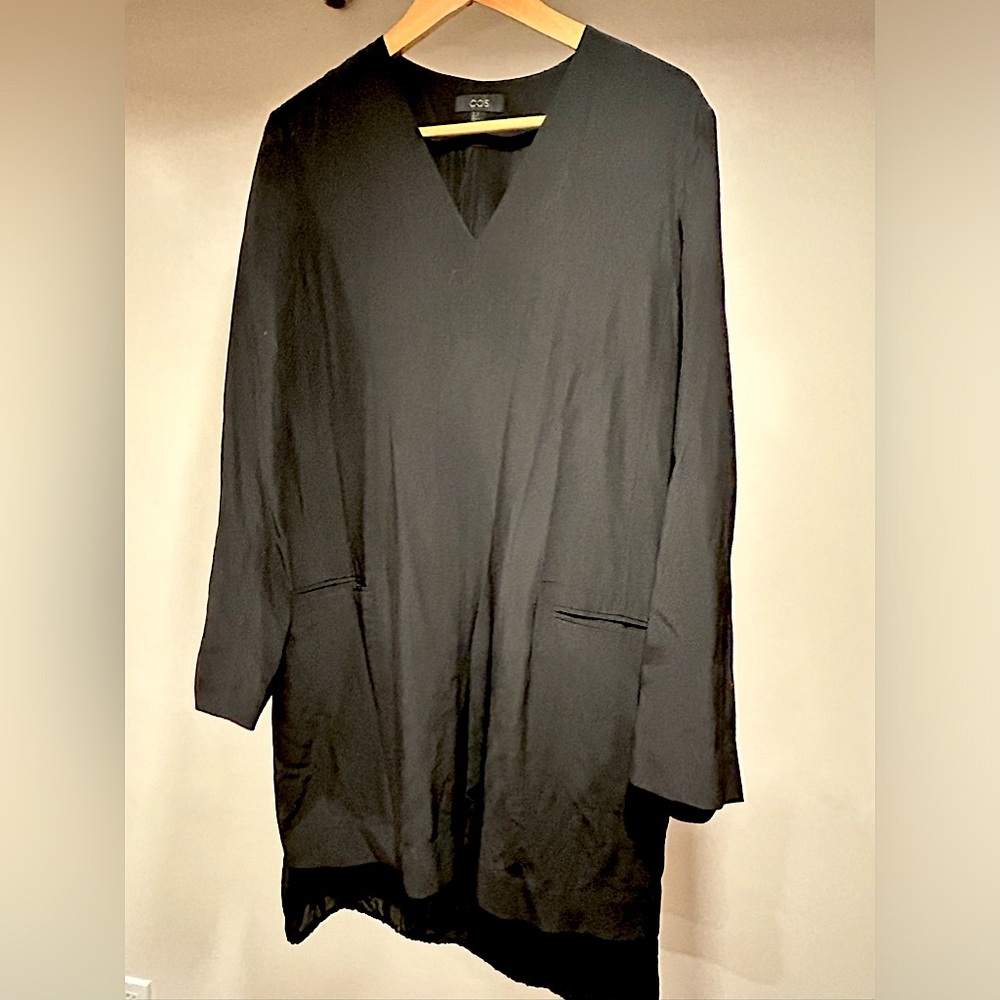 COS Black V-neck Silk Tunic